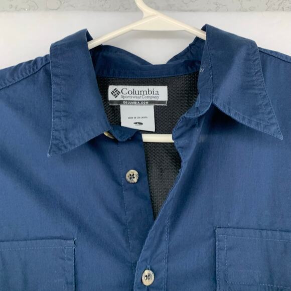 Columbia Navy Blue Long Sleeve Mens Casual Long Sleeve Shirt Size L - Picture 11 of 15